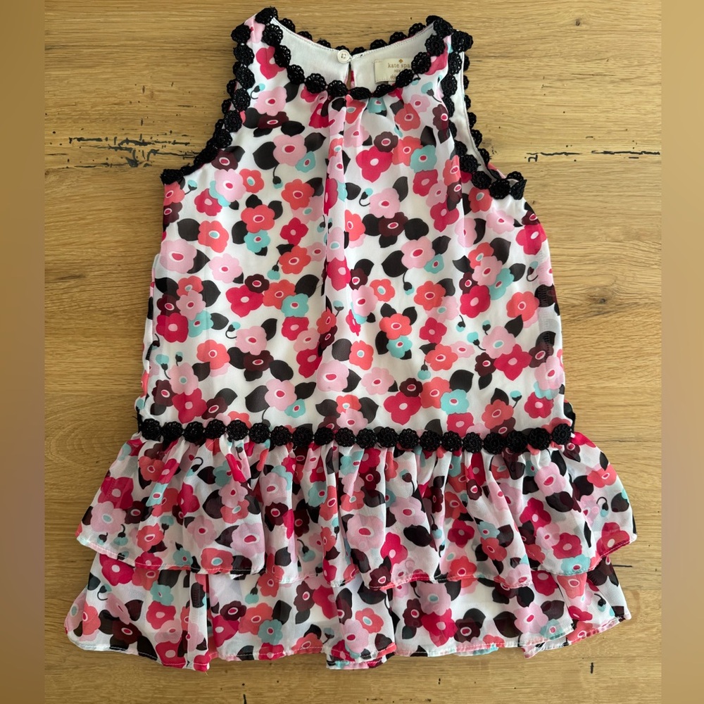 Kate Spade Floral Dress with Black Lace Trim